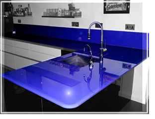 coloured glass worktop, morocco