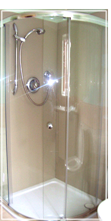 stone glass shower splashback