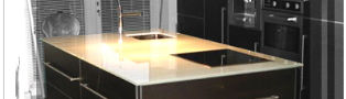 pure white glass worktop